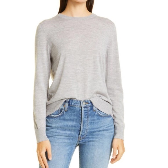 Jenni Kayne Crosby Merino Wool Light Gray Crewneck Long Sleeve Sweater S - Picture 1 of 11